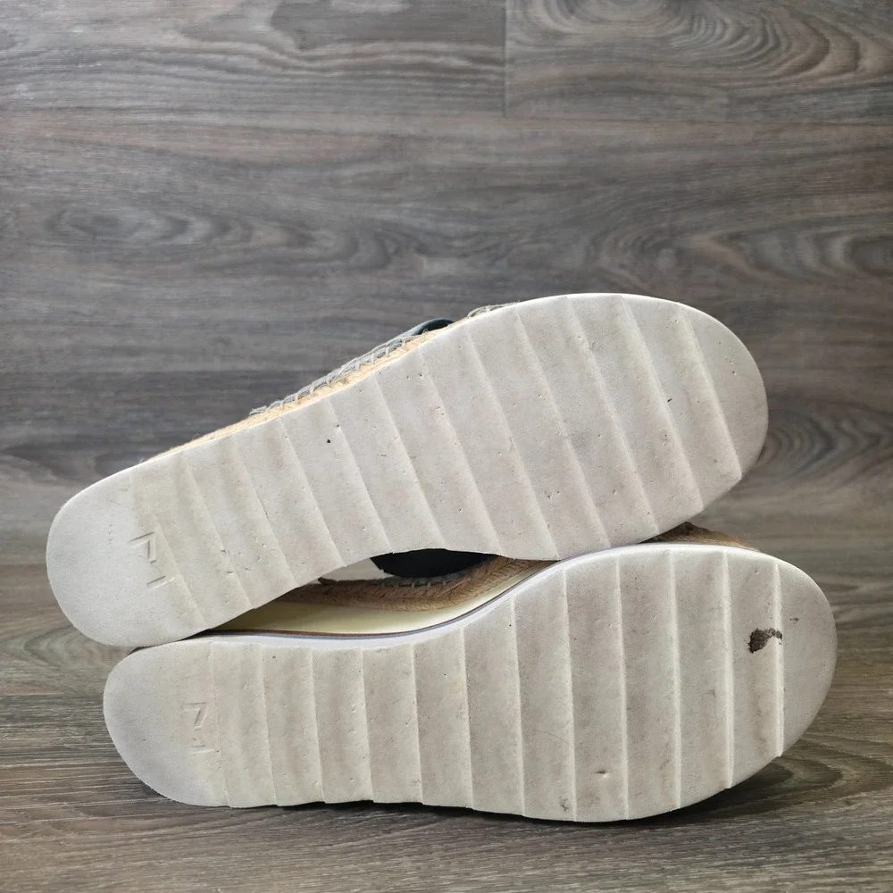 Marc Fisher Sandals Womens 9.5M Blue Leather Espadrille‎ Platform Glenna Wedge